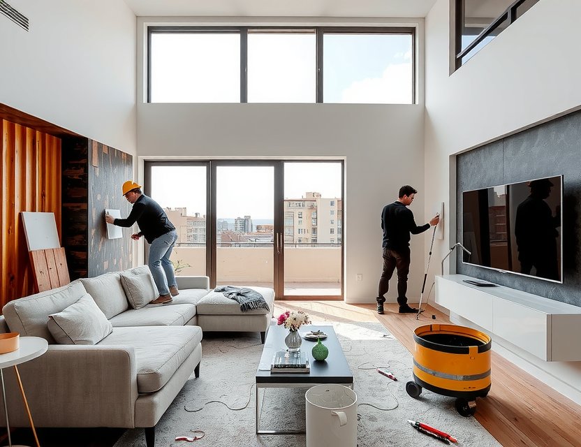 Full home renovation in Madrid apartment showcasing open spaces and modern finishes