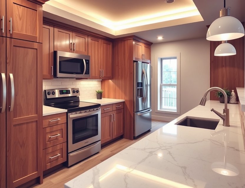 Modern kitchen remodeling in Madrid with custom cabinetry and high-end appliances