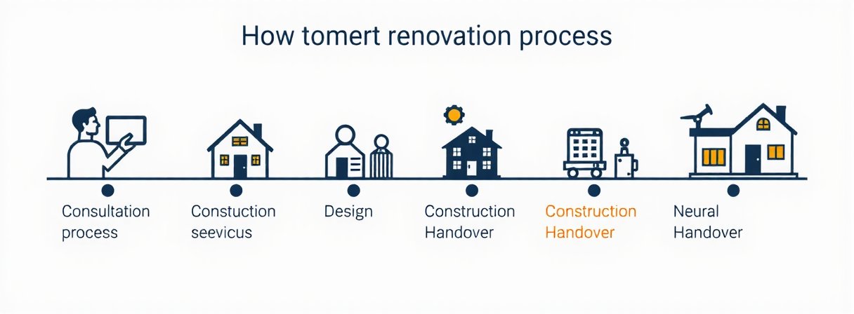 Visual timeline of Gamedaxa's renovation process from consultation to handover